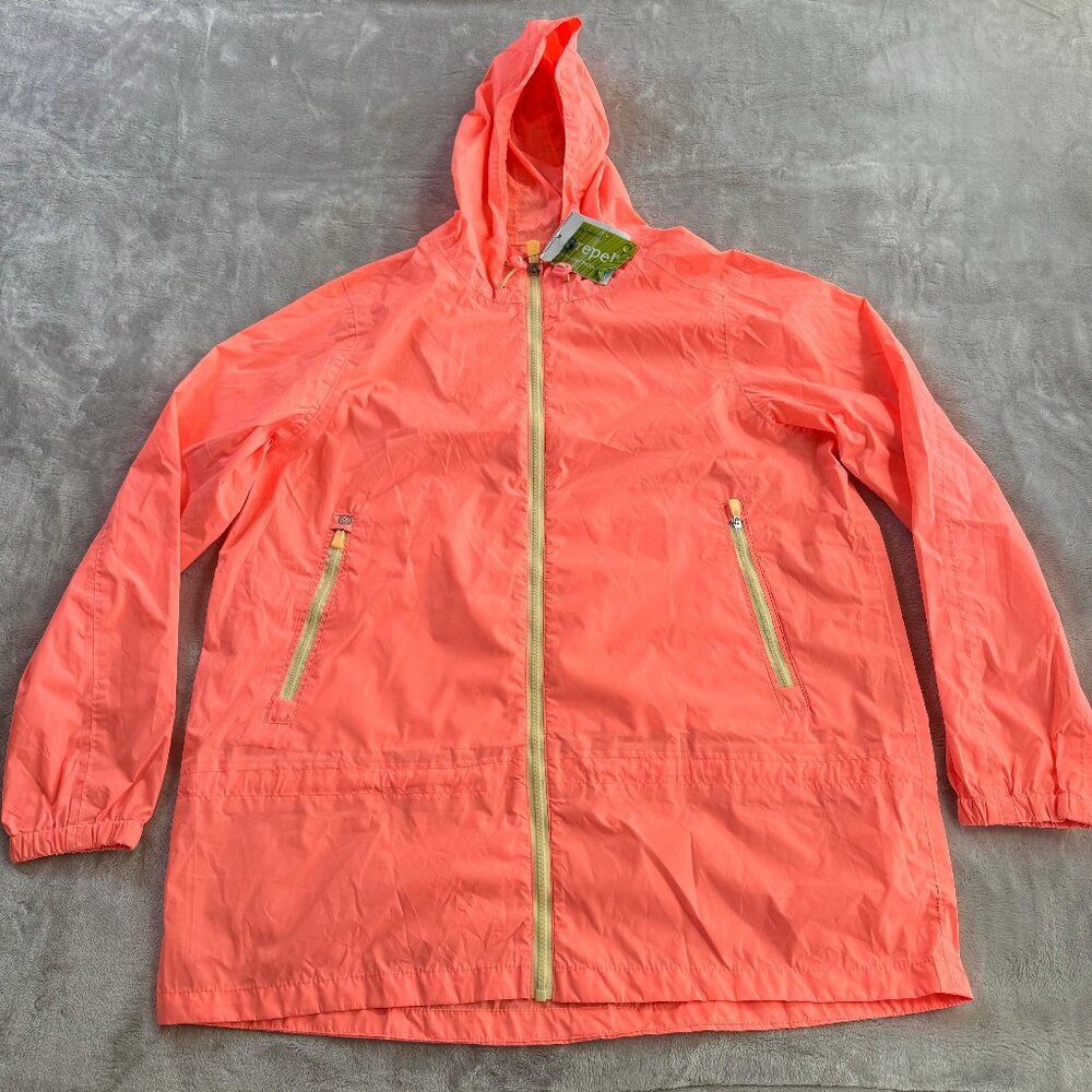 Active Neon Orange Lightweight Hooded Rain Jacket